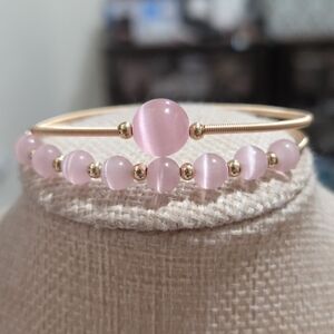 Elegant Pink Quartz and Gold Bracelet